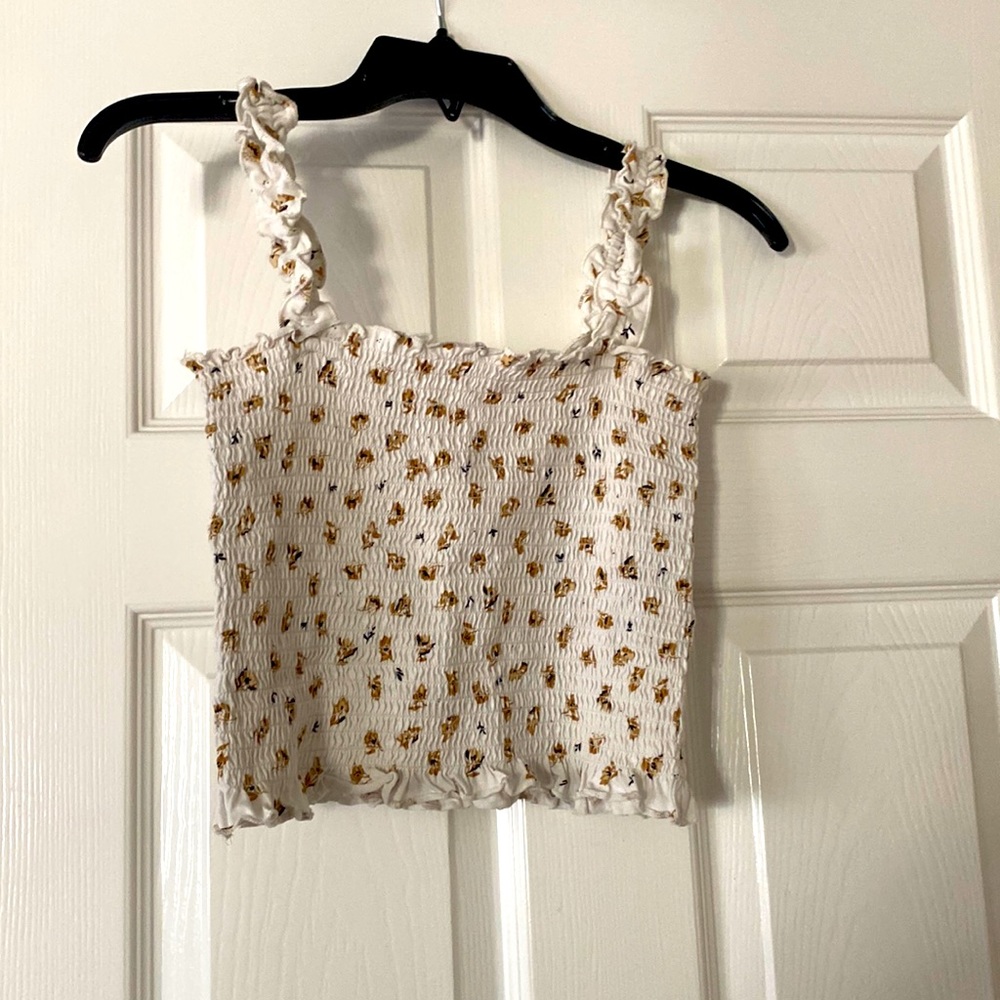 Billabong Size Medium White Patterned Crop Top